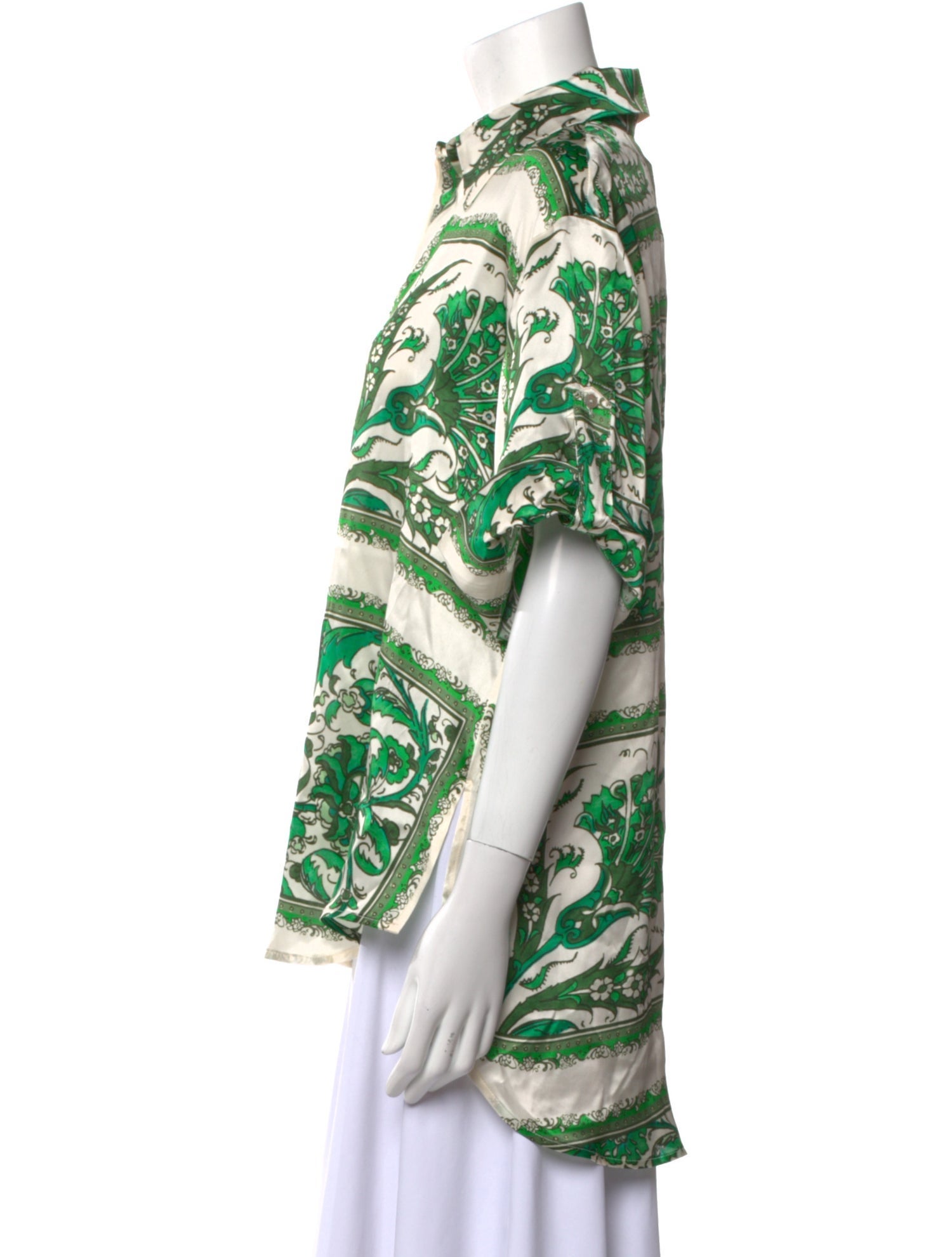 ALÉMAIS Silk Printed Button-Up Top