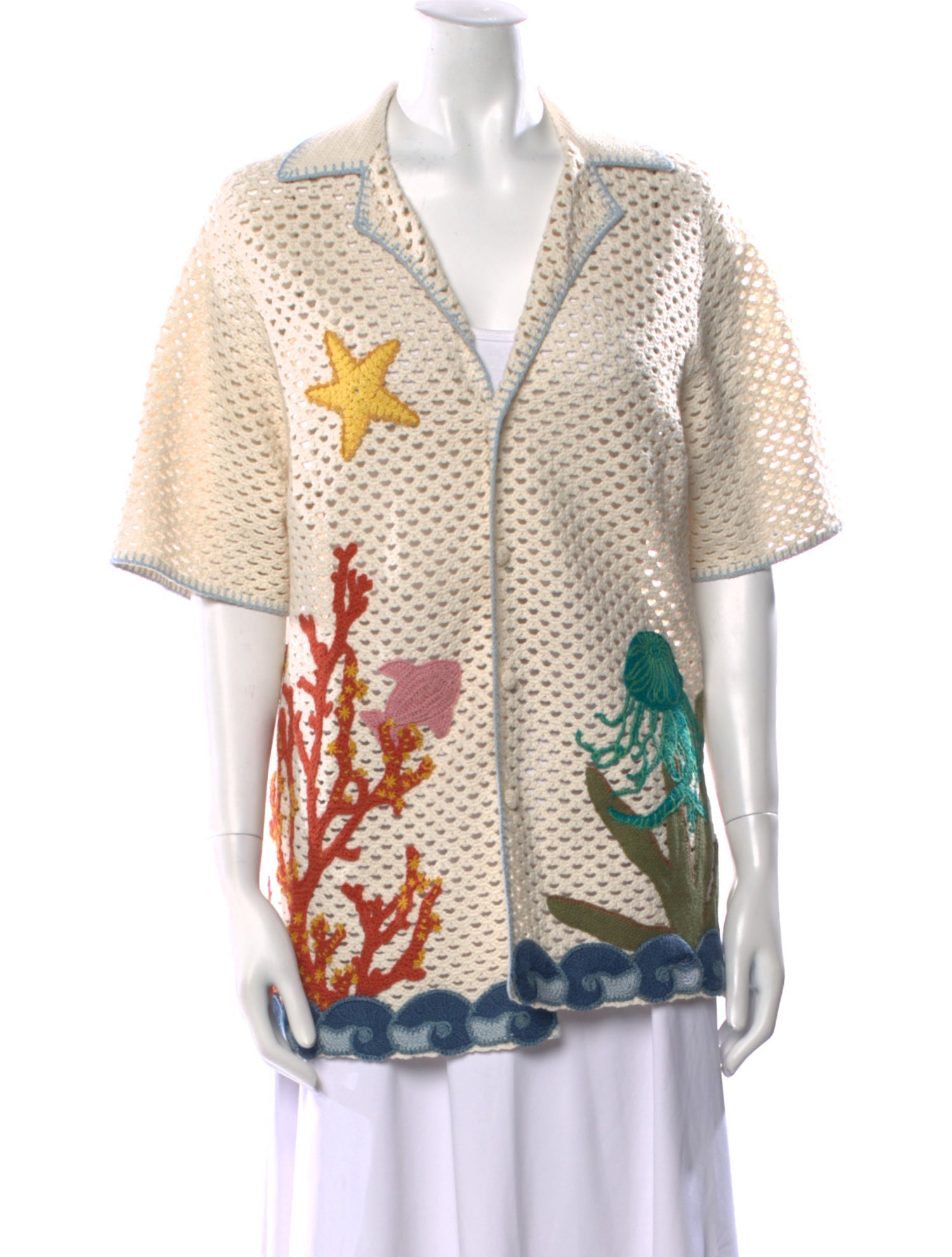 ALÉMAIS Graphic Print V-Neck Sweater