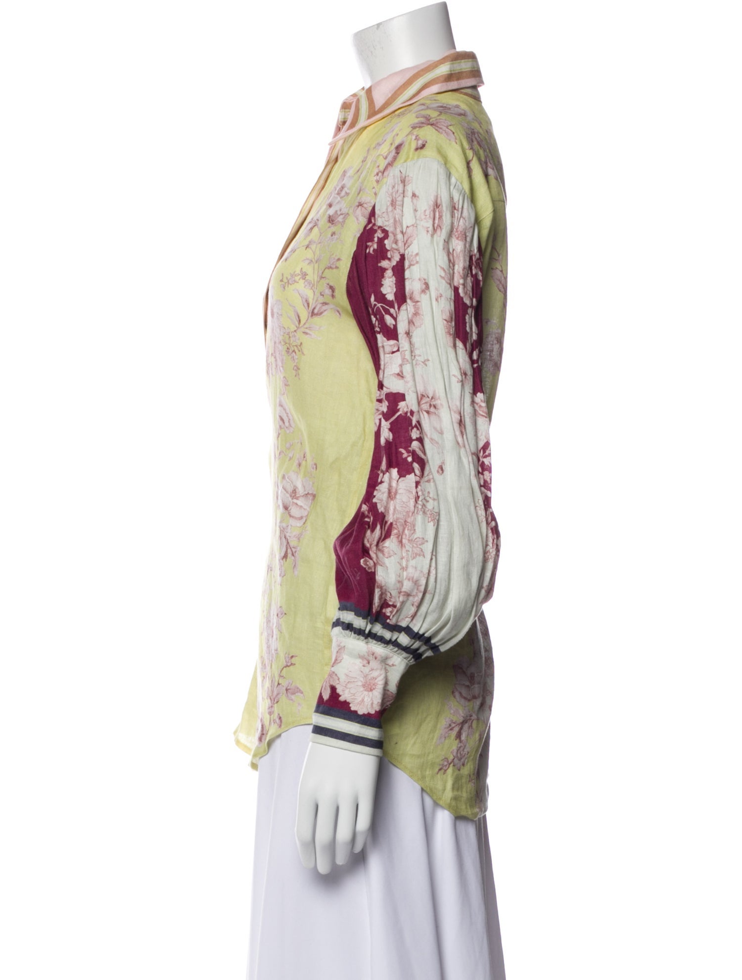 ALÉMAIS Linen Floral Print Button-Up Top