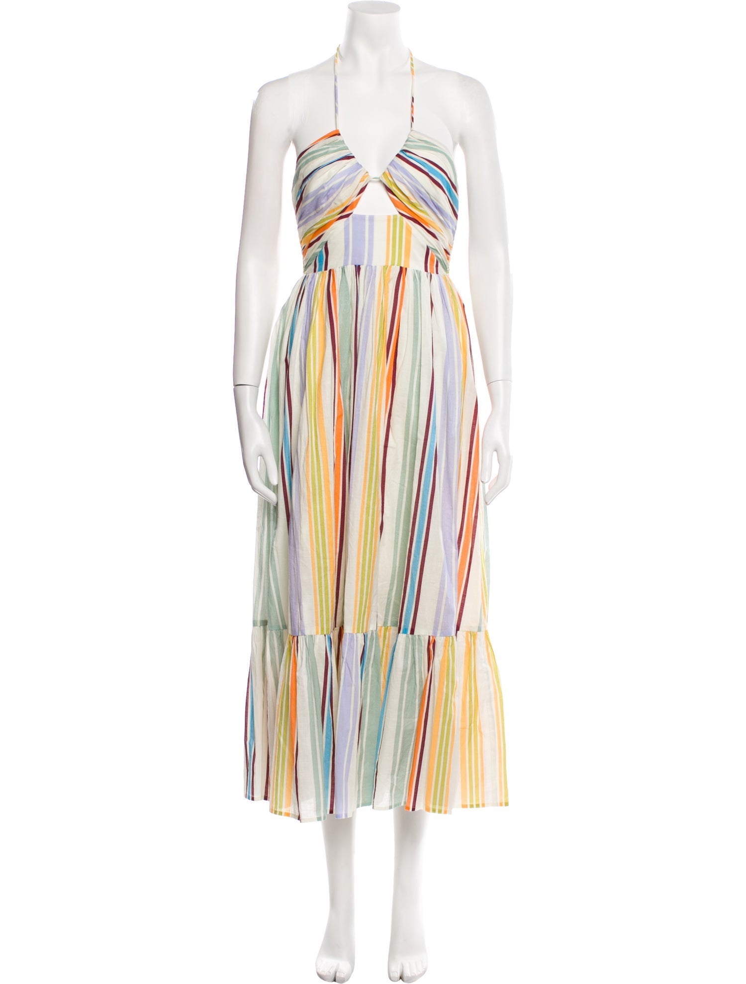 ALÉMAIS Striped Midi Length Dress