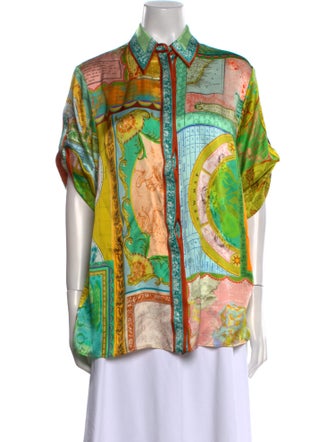 ALÉMAIS Silk Printed Button-Up Top