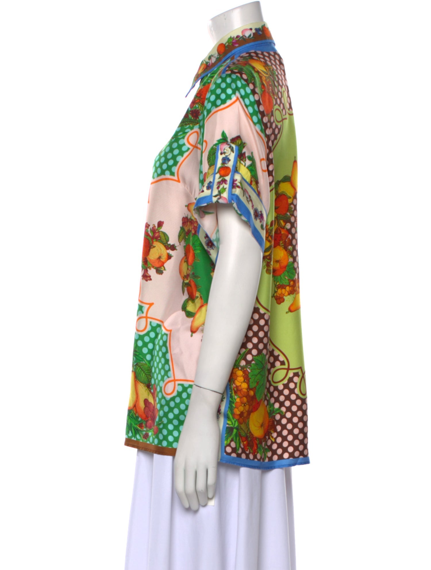 ALÉMAIS Silk Printed Button-Up Top