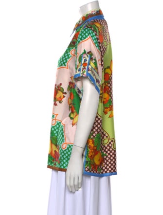 ALÉMAIS Silk Printed Button-Up Top