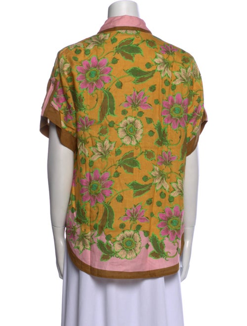 ALÉMAIS Linen Floral Print Button-Up Top