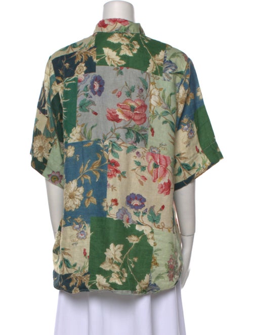 ALÉMAIS Linen Floral Print Button-Up Top