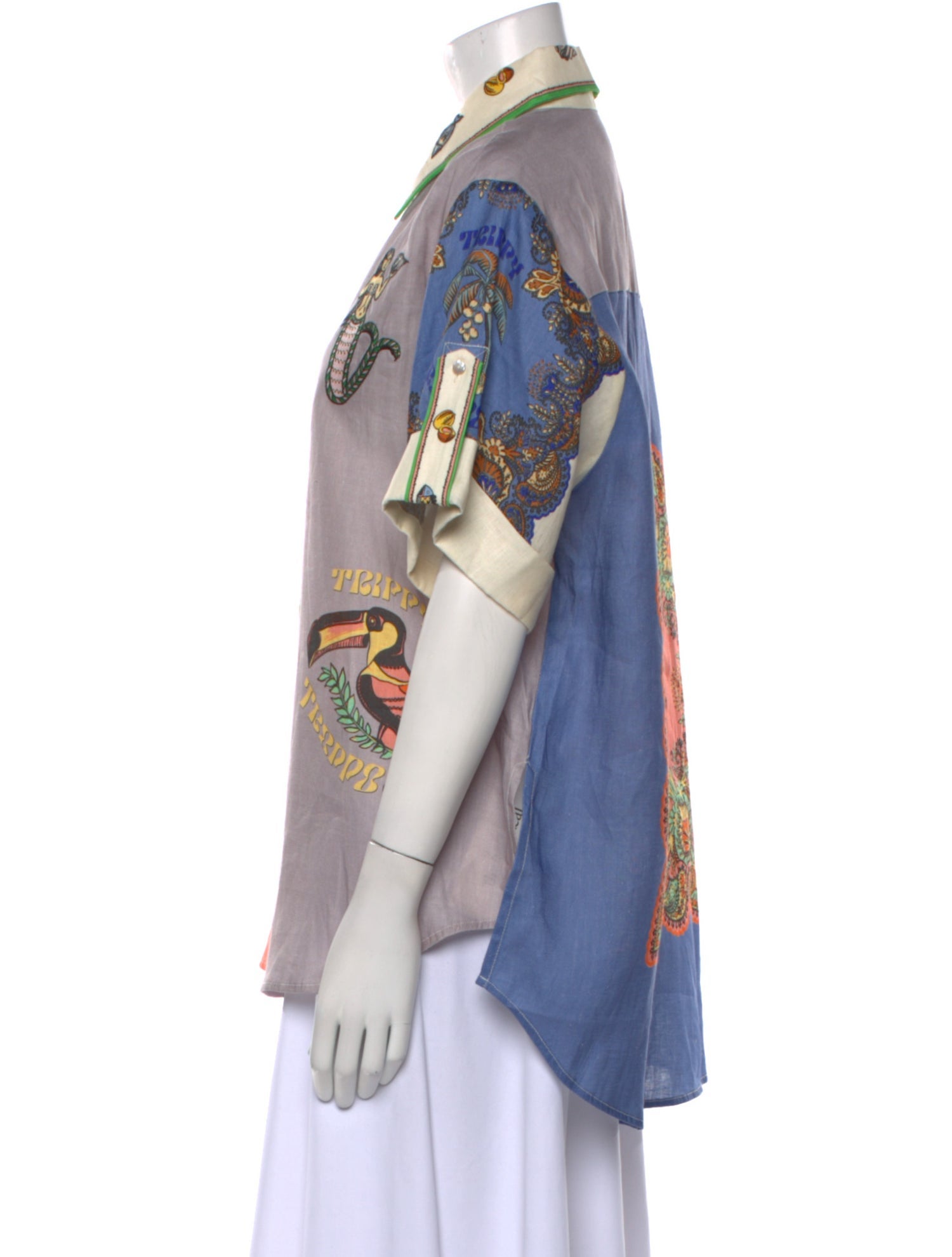 ALÉMAIS Linen Printed Button-Up Top