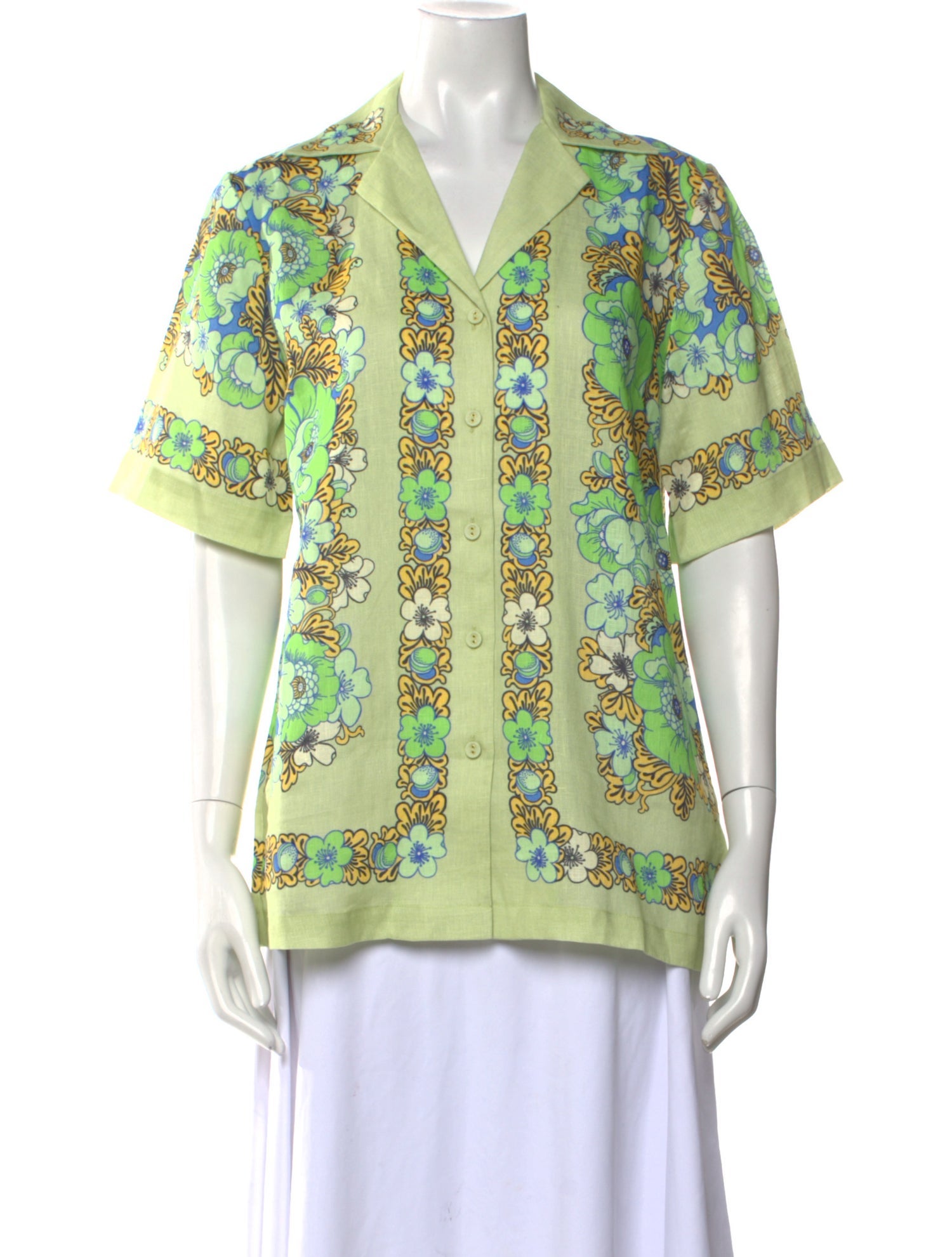 ALÉMAIS Printed Short Sleeve Button-Up Top w/ Tags