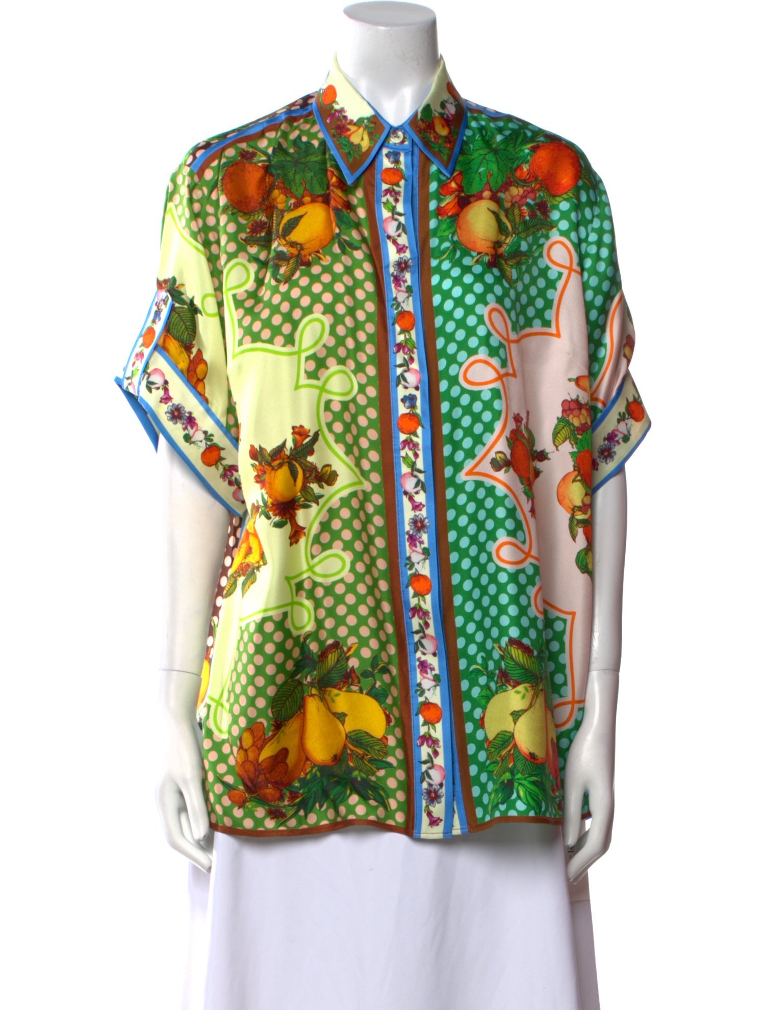 ALÉMAIS Silk Printed Button-Up Top