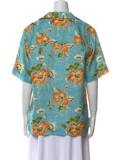 ALÉMAIS Linen Floral Print Button-Up Top