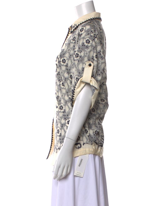ALÉMAIS Printed Three-Quarter Sleeve Button-Up Top