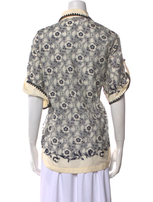 ALÉMAIS Printed Three-Quarter Sleeve Button-Up Top