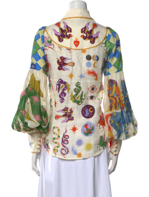 ALÉMAIS Linen Printed Button-Up Top