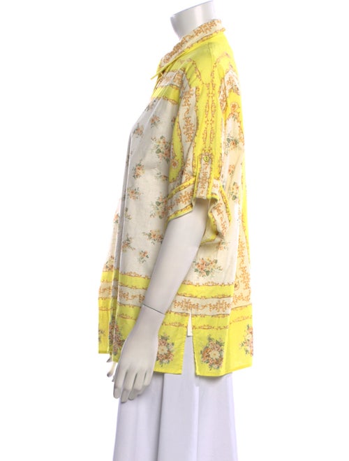 ALÉMAIS Printed Mock Neck Button-Up Top