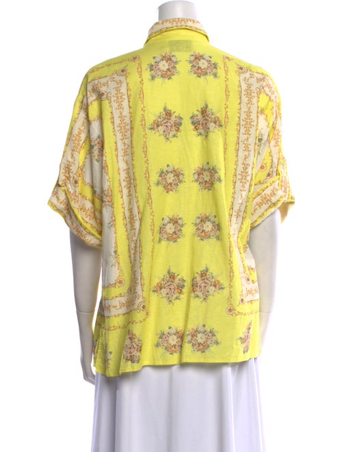 ALÉMAIS Printed Mock Neck Button-Up Top