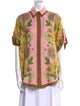 ALÉMAIS Linen Floral Print Button-Up Top