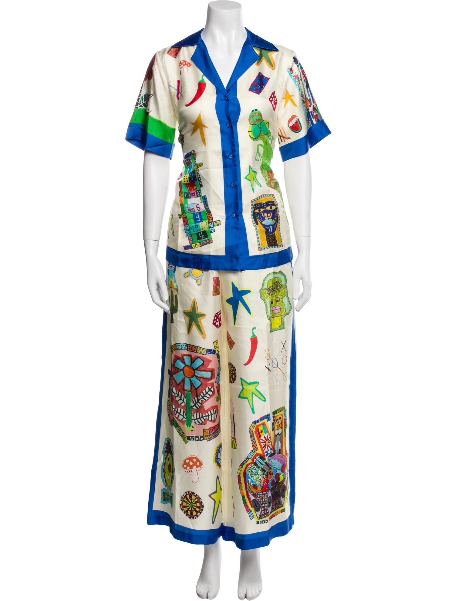 ALÉMAIS Silk Printed Pant Set w/ Tags