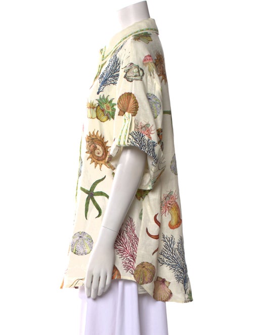 ALÉMAIS Printed Short Sleeve Button-Up Top