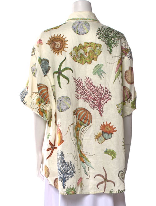 ALÉMAIS Printed Short Sleeve Button-Up Top