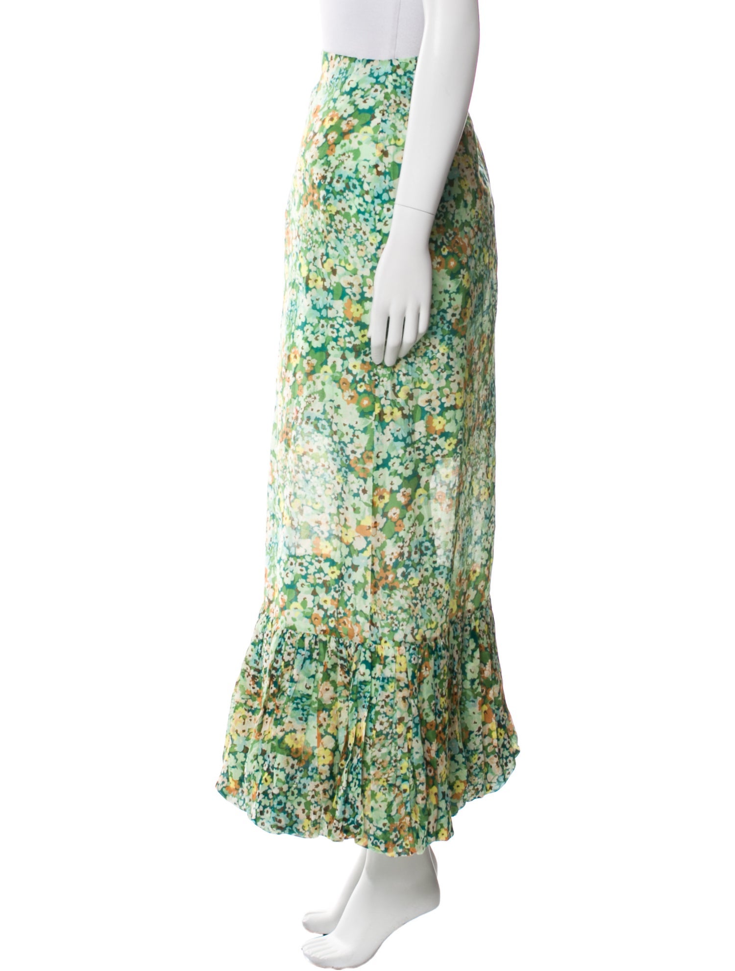 ALÉMAIS Floral Print Midi Length Skirt