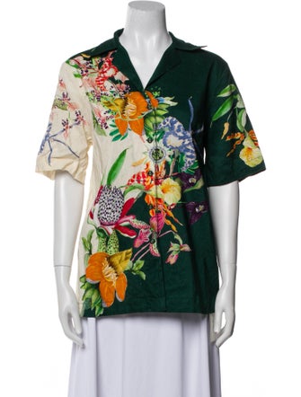 ALÉMAIS Linen Floral Print Blouse