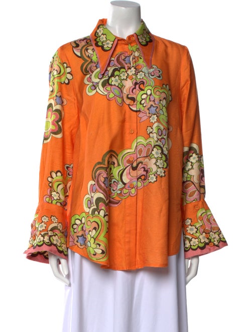 ALÉMAIS Floral Print Long Sleeve Button-Up Top