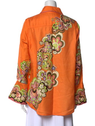 ALÉMAIS Floral Print Long Sleeve Button-Up Top