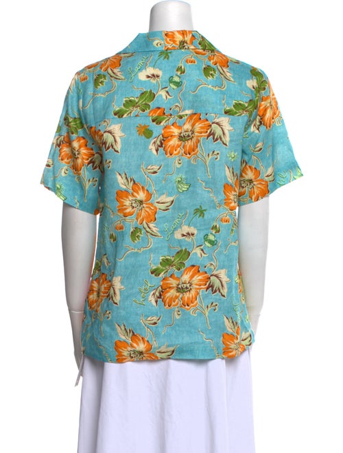ALÉMAIS Linen Floral Print Button-Up Top