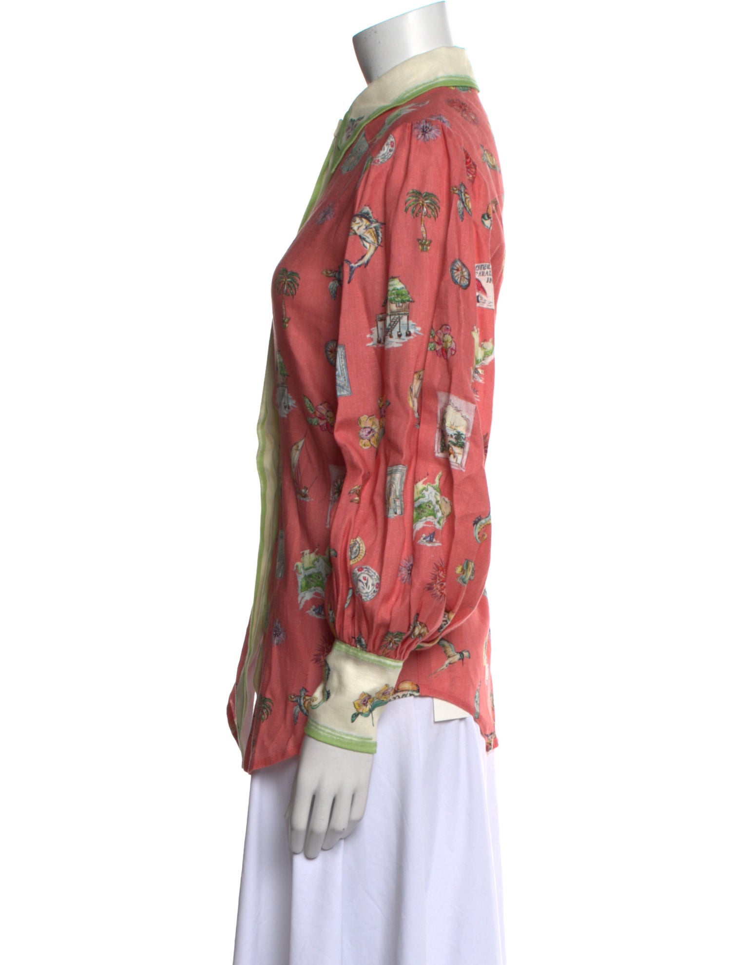 ALÉMAIS Printed Long Sleeve Button-Up Top