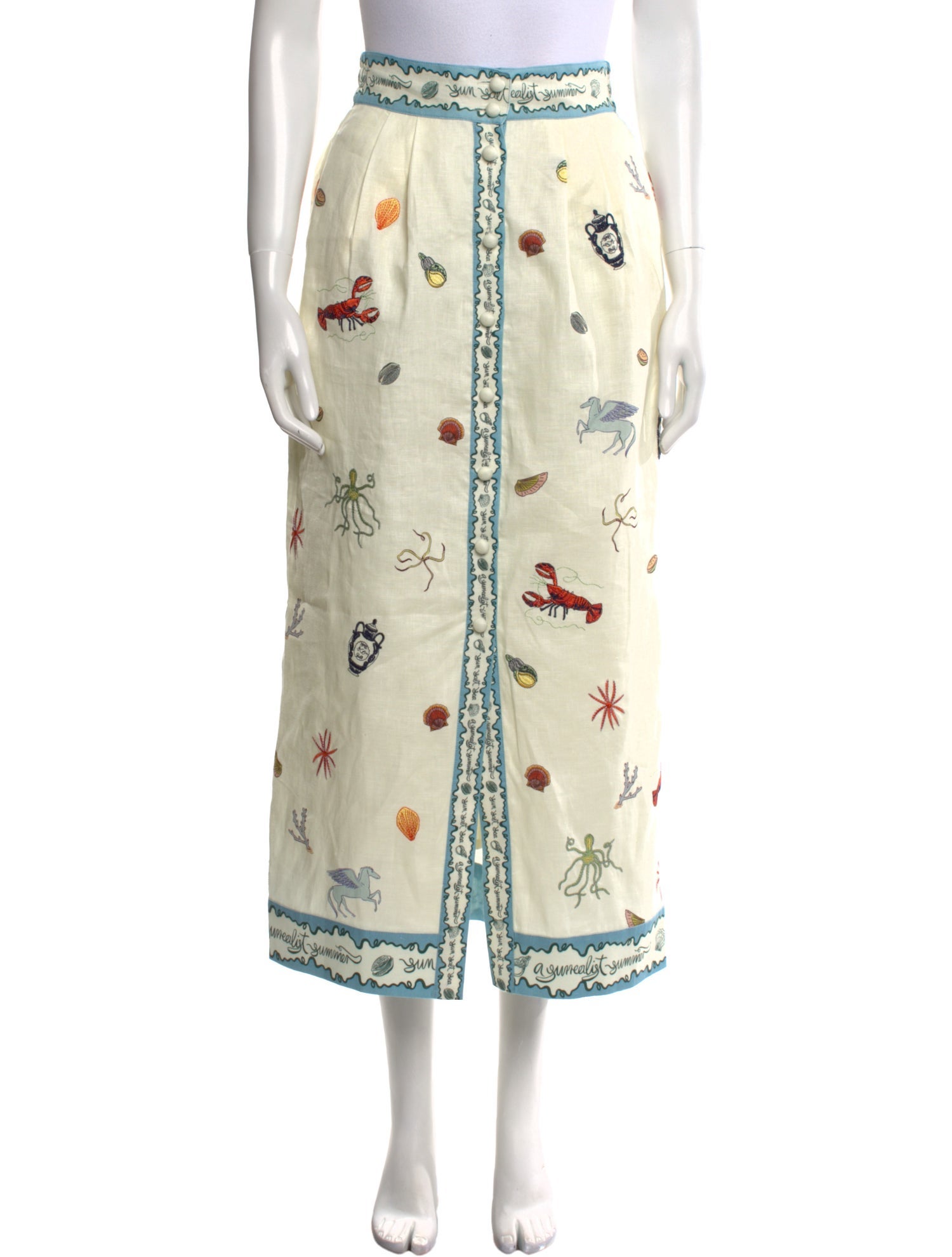 ALÉMAIS Printed Midi Length Skirt w/ Tags