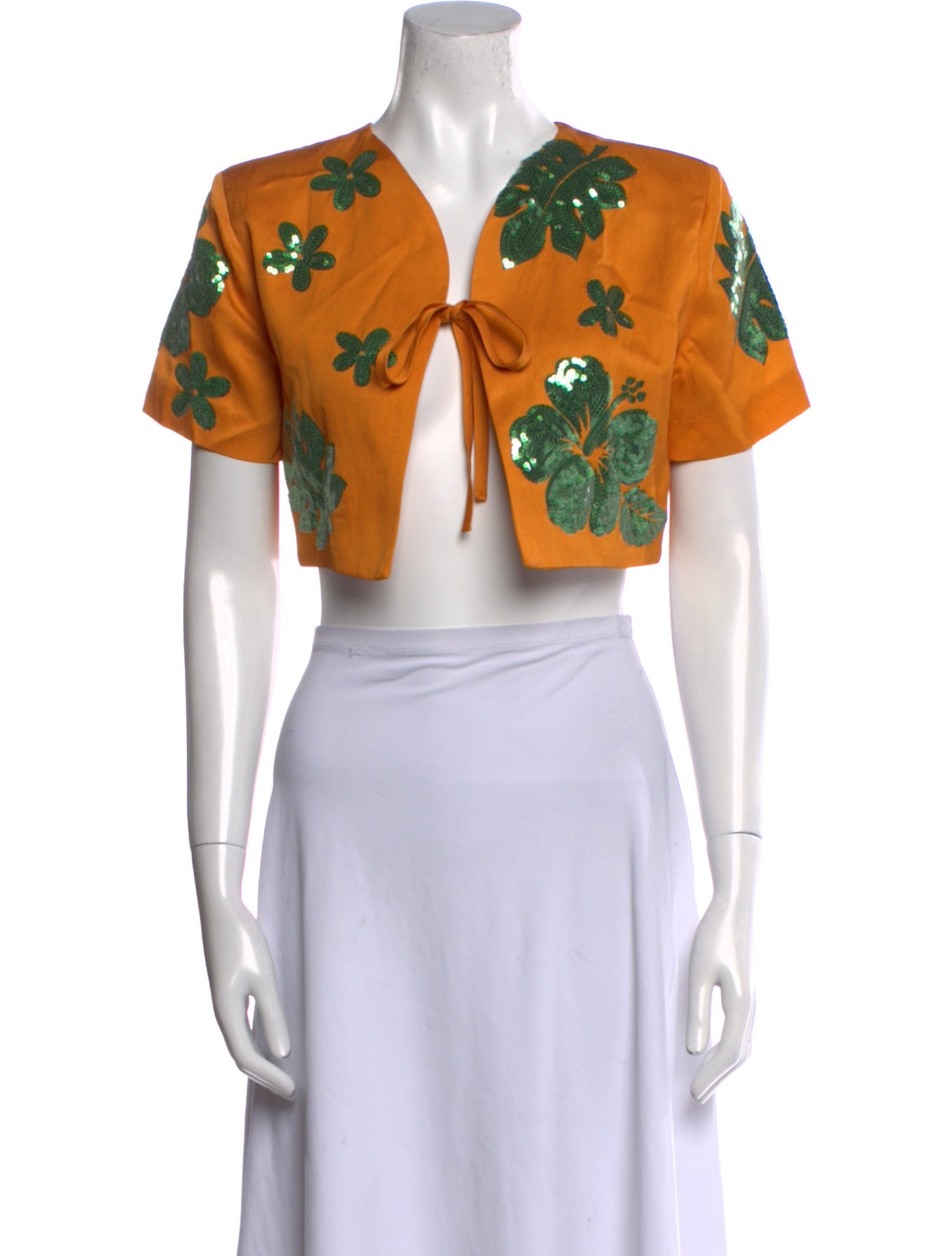 ALÉMAIS Floral Print V-Neck Crop Top