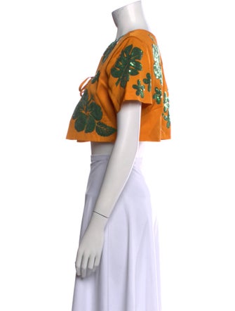 ALÉMAIS Floral Print V-Neck Crop Top