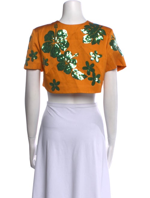 ALÉMAIS Floral Print V-Neck Crop Top