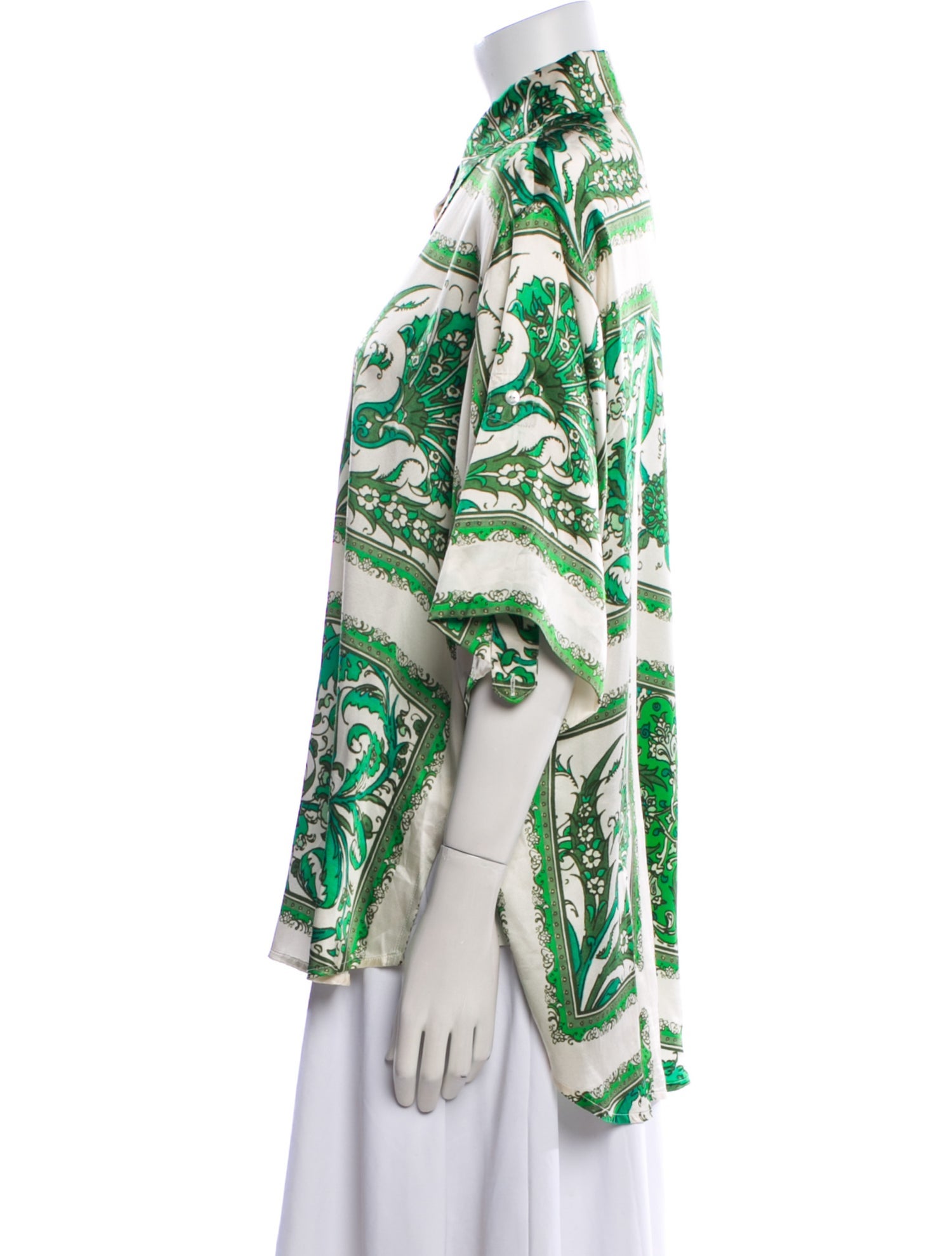 ALÉMAIS Silk Printed Button-Up Top