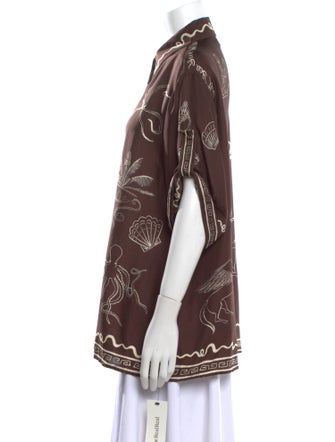 ALÉMAIS Silk Printed Button-Up Top