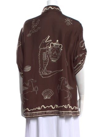 ALÉMAIS Silk Printed Button-Up Top