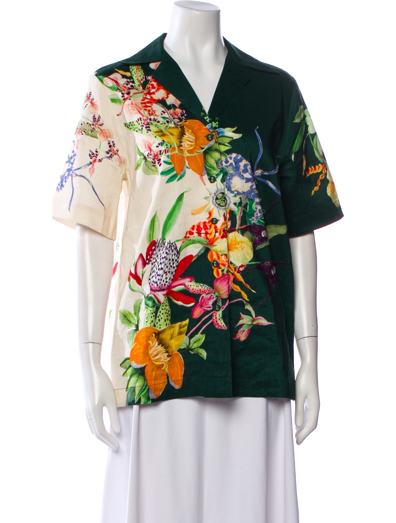 ALÉMAIS Linen Floral Print Blouse