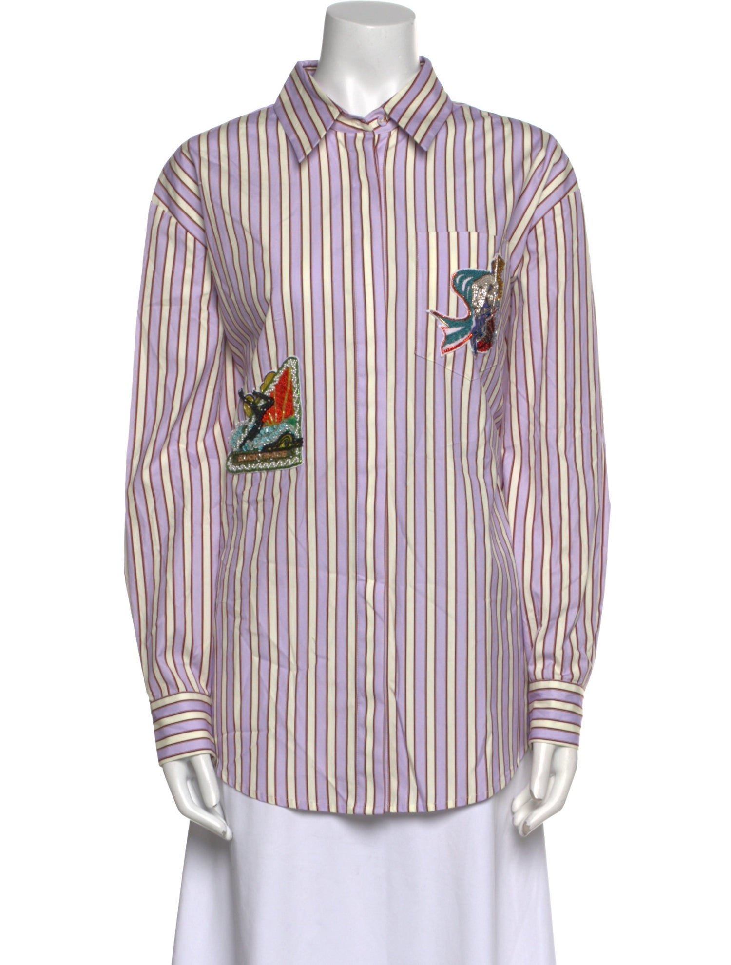 ALÉMAIS Striped Long Sleeve Button-Up Top w/ Tags