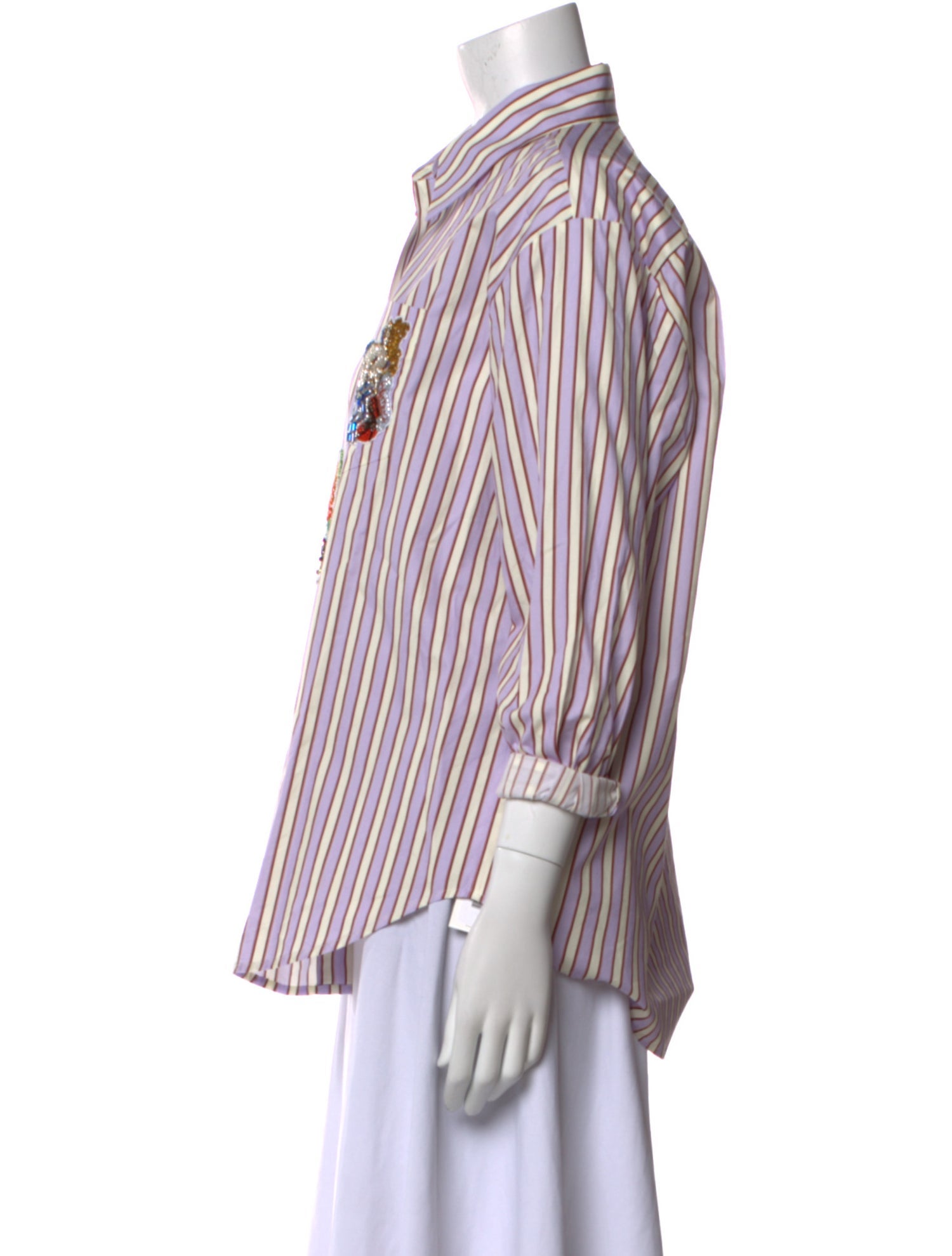 ALÉMAIS Striped Three-Quarter Sleeve Button-Up Top w/ Tags