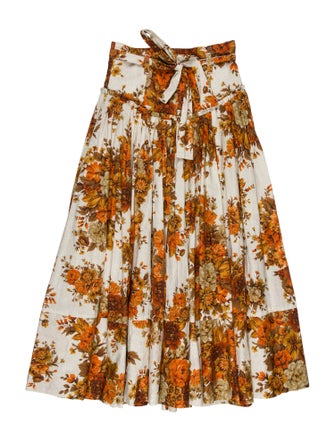 ALÉMAIS Floral Print Midi Length Skirt