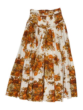 ALÉMAIS Floral Print Midi Length Skirt