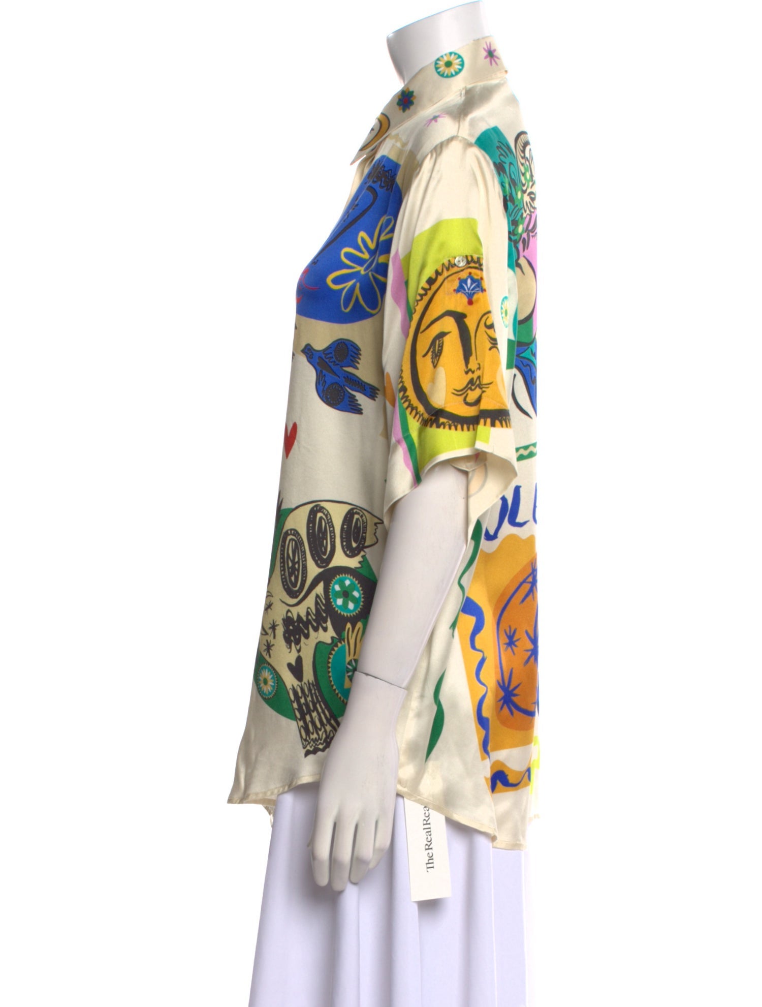 ALÉMAIS Silk Printed Button-Up Top