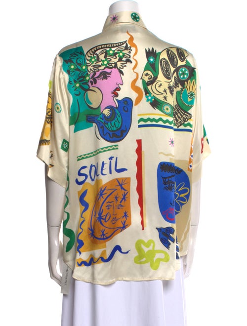 ALÉMAIS Silk Printed Button-Up Top