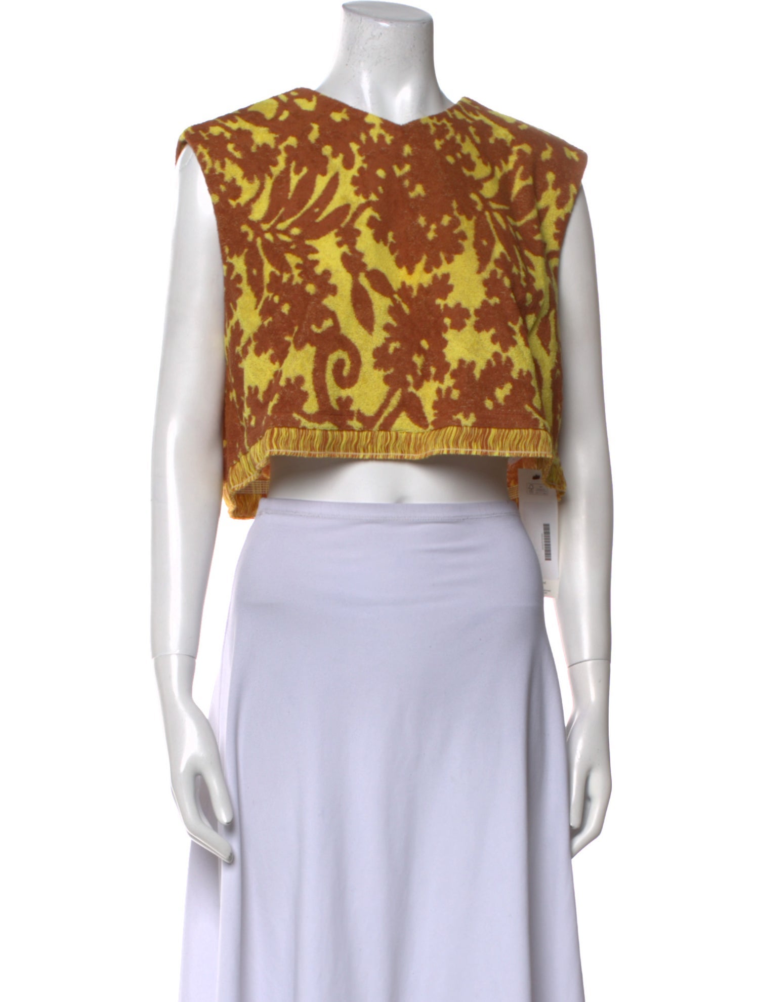 ALÉMAIS Printed Bateau Neckline Crop Top w/ Tags