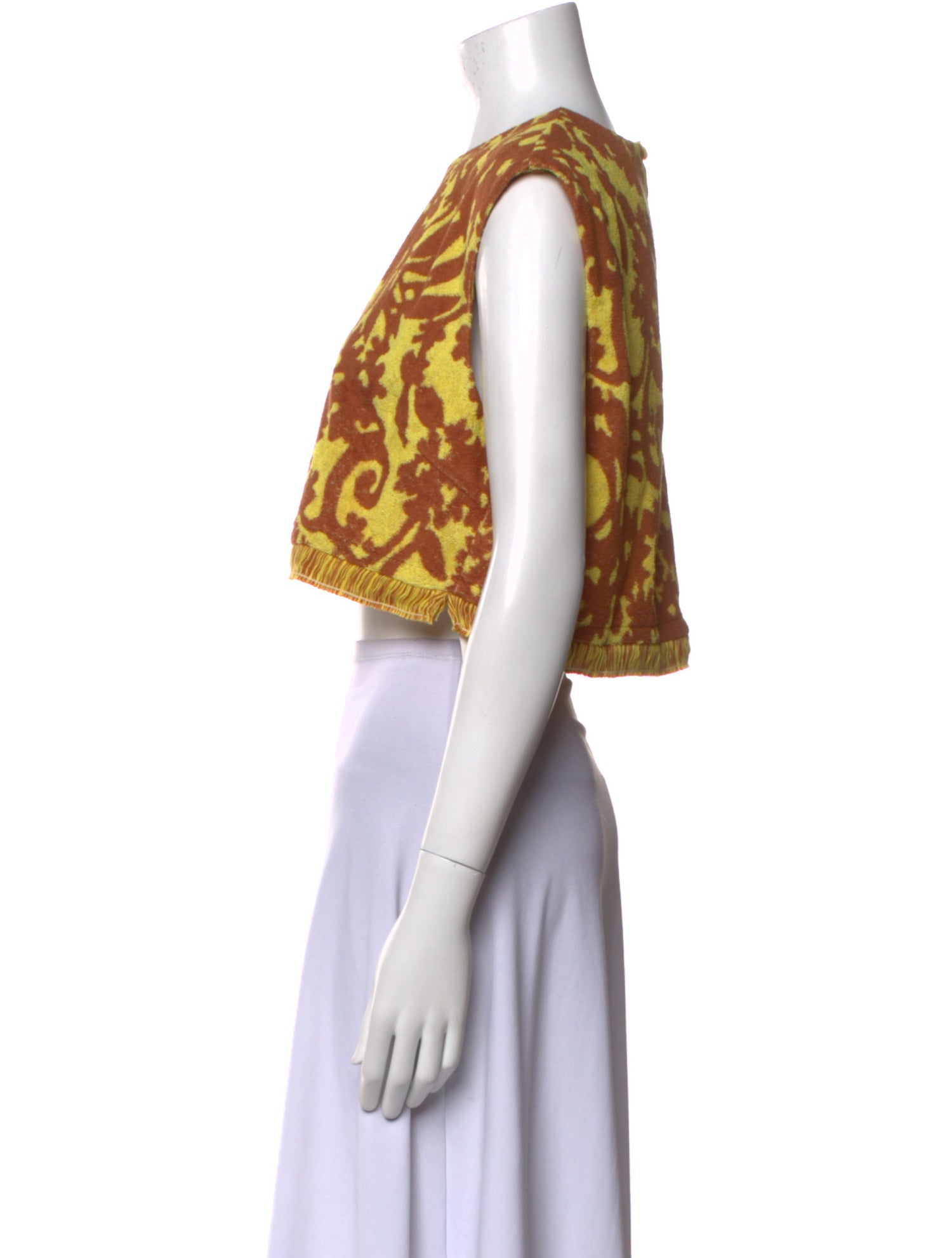 ALÉMAIS Printed Bateau Neckline Crop Top w/ Tags