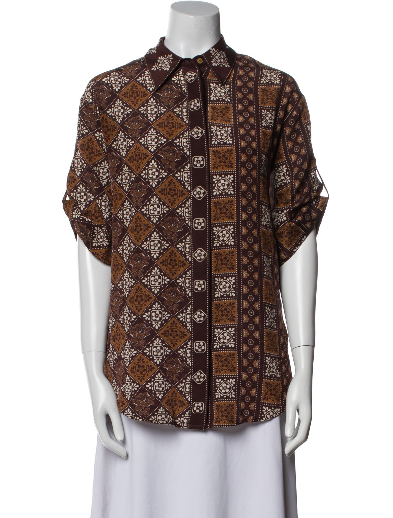 ALÉMAIS Silk Printed Button-Up Top