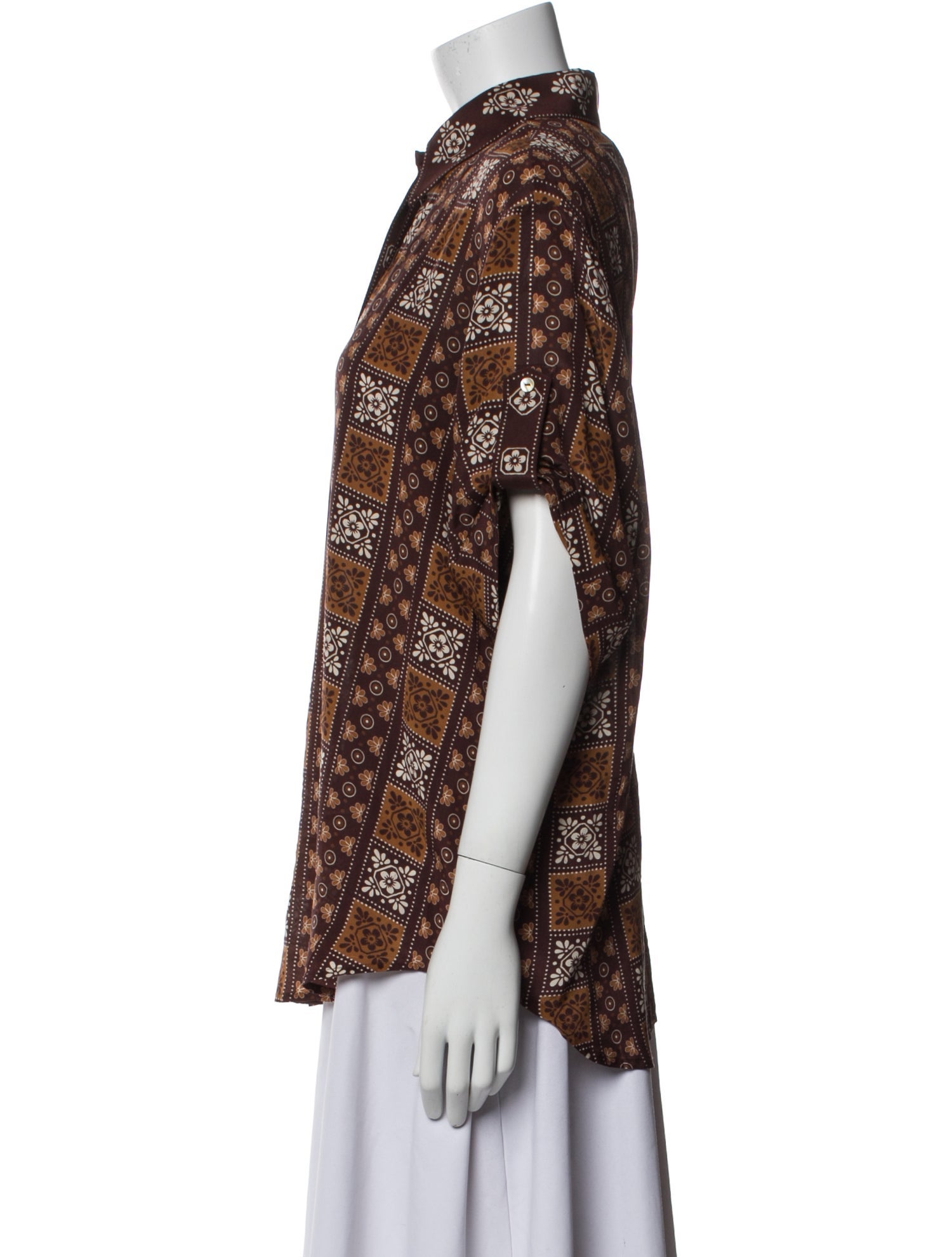 ALÉMAIS Silk Printed Button-Up Top