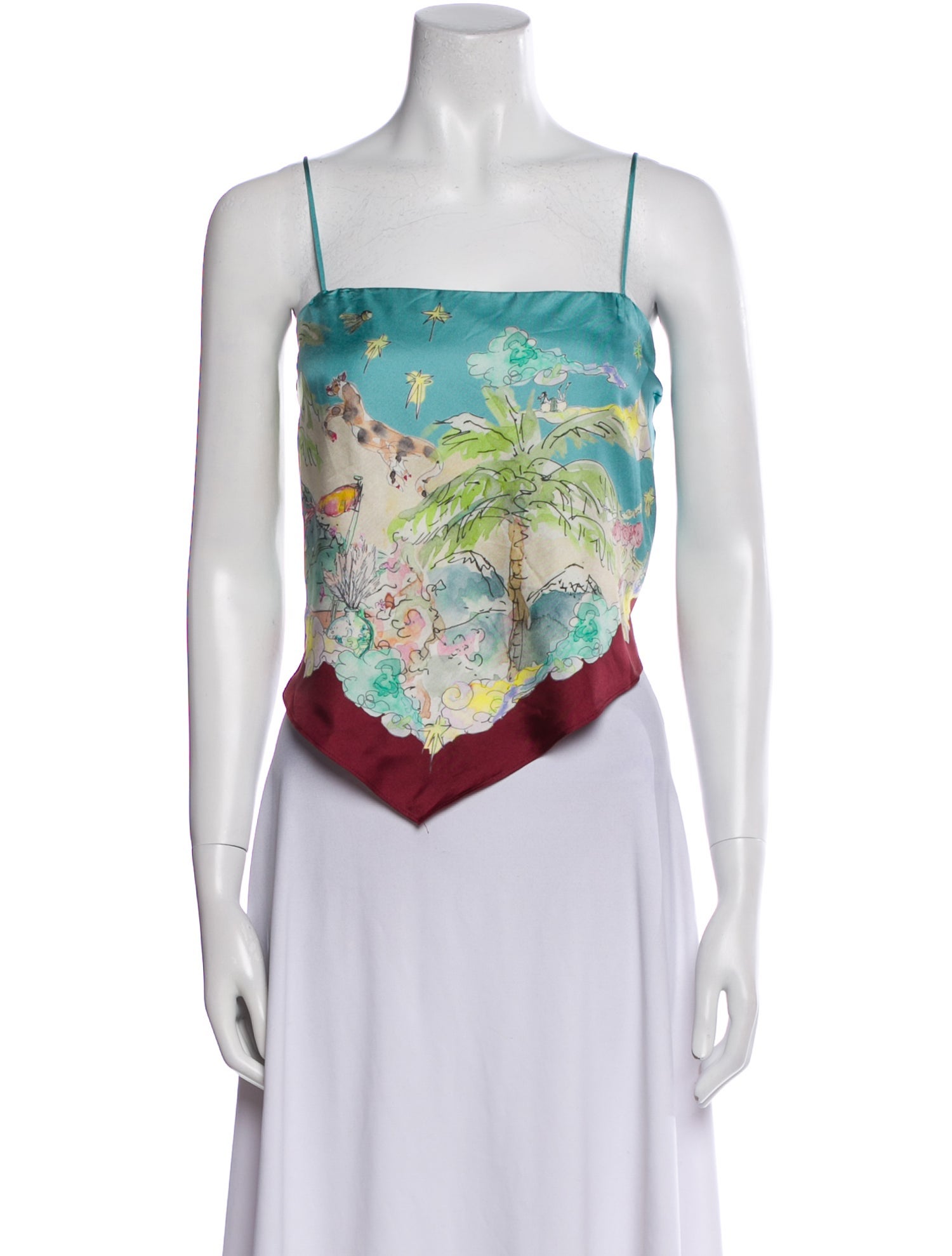 ALÉMAIS Silk Printed Crop Top