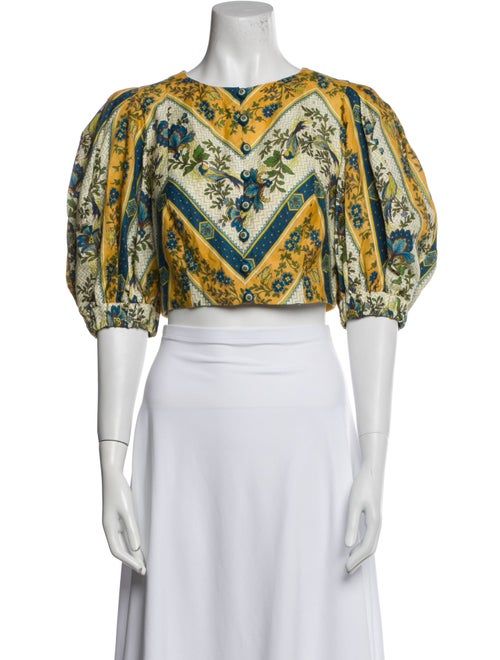 ALÉMAIS Linen Paisley Print Crop Top