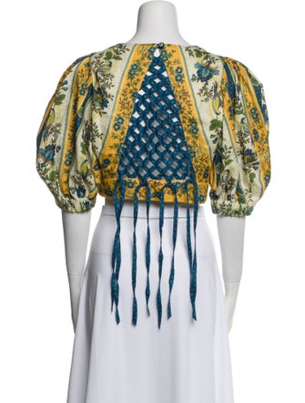 ALÉMAIS Linen Paisley Print Crop Top