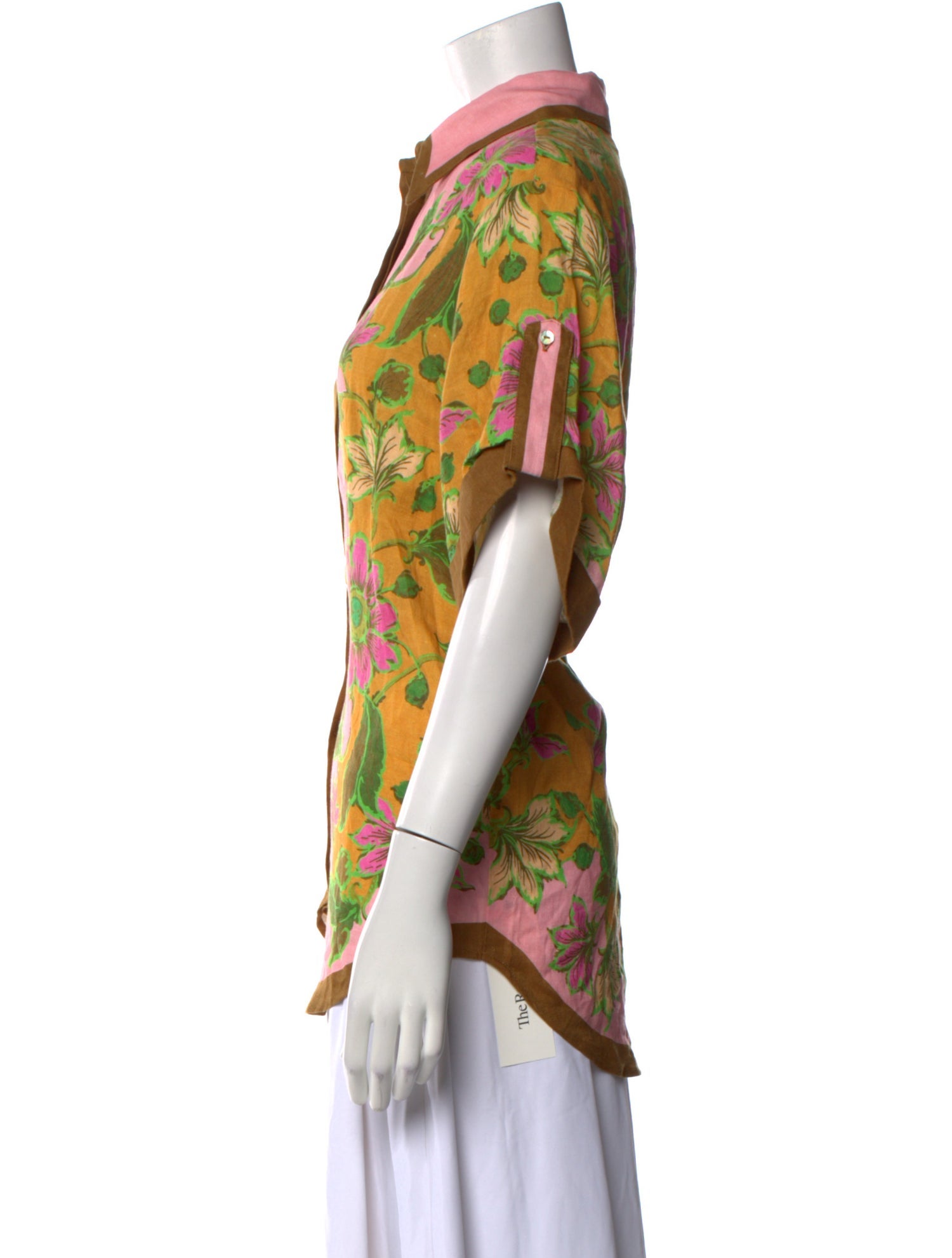 ALÉMAIS Linen Floral Print Button-Up Top w/ Tags